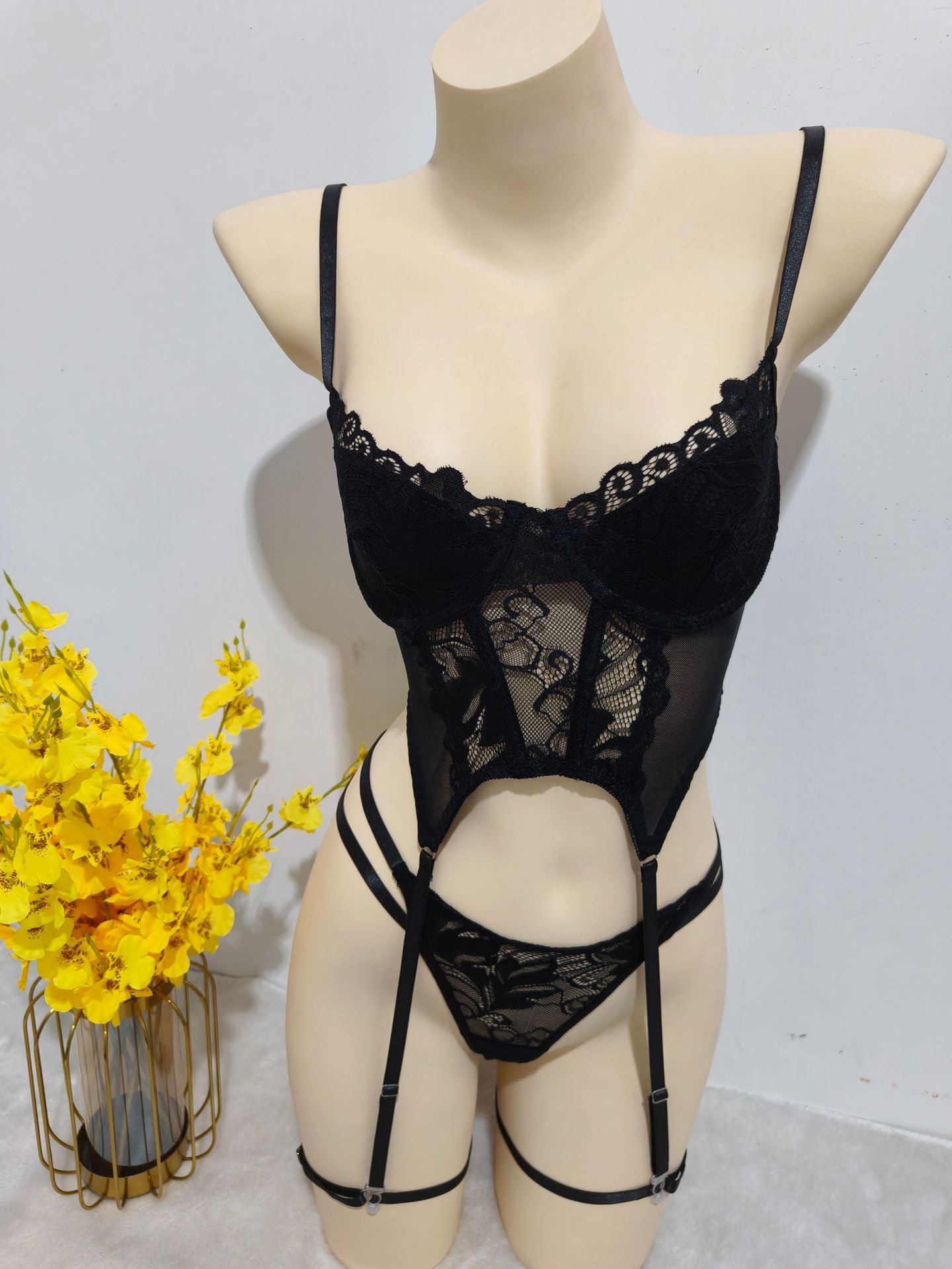Support en acier bas jarretière ceinture une pièce lingerie pur