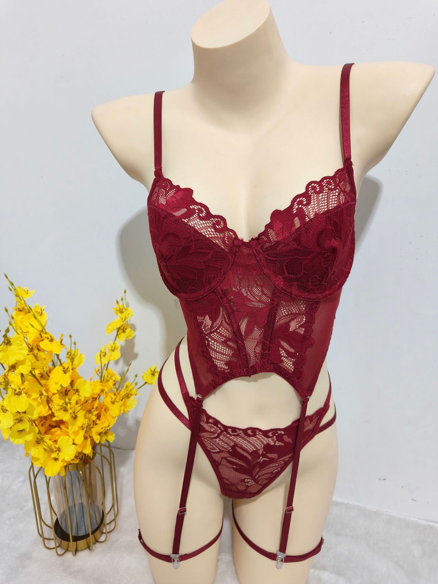 Support en acier bas jarretière ceinture une pièce lingerie pur