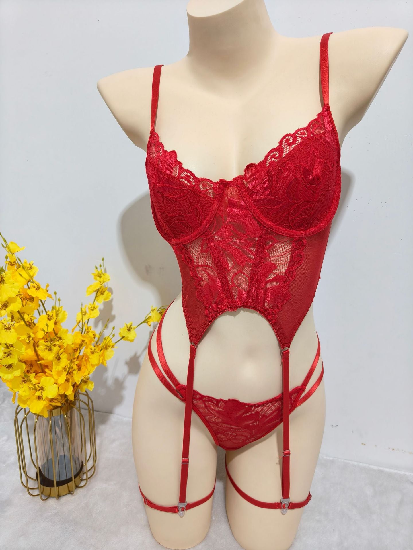 Support en acier bas jarretière ceinture une pièce lingerie pur