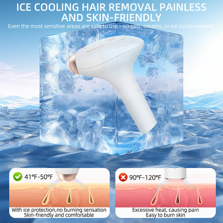 Handheld freezing point hair removal device, replaceable head