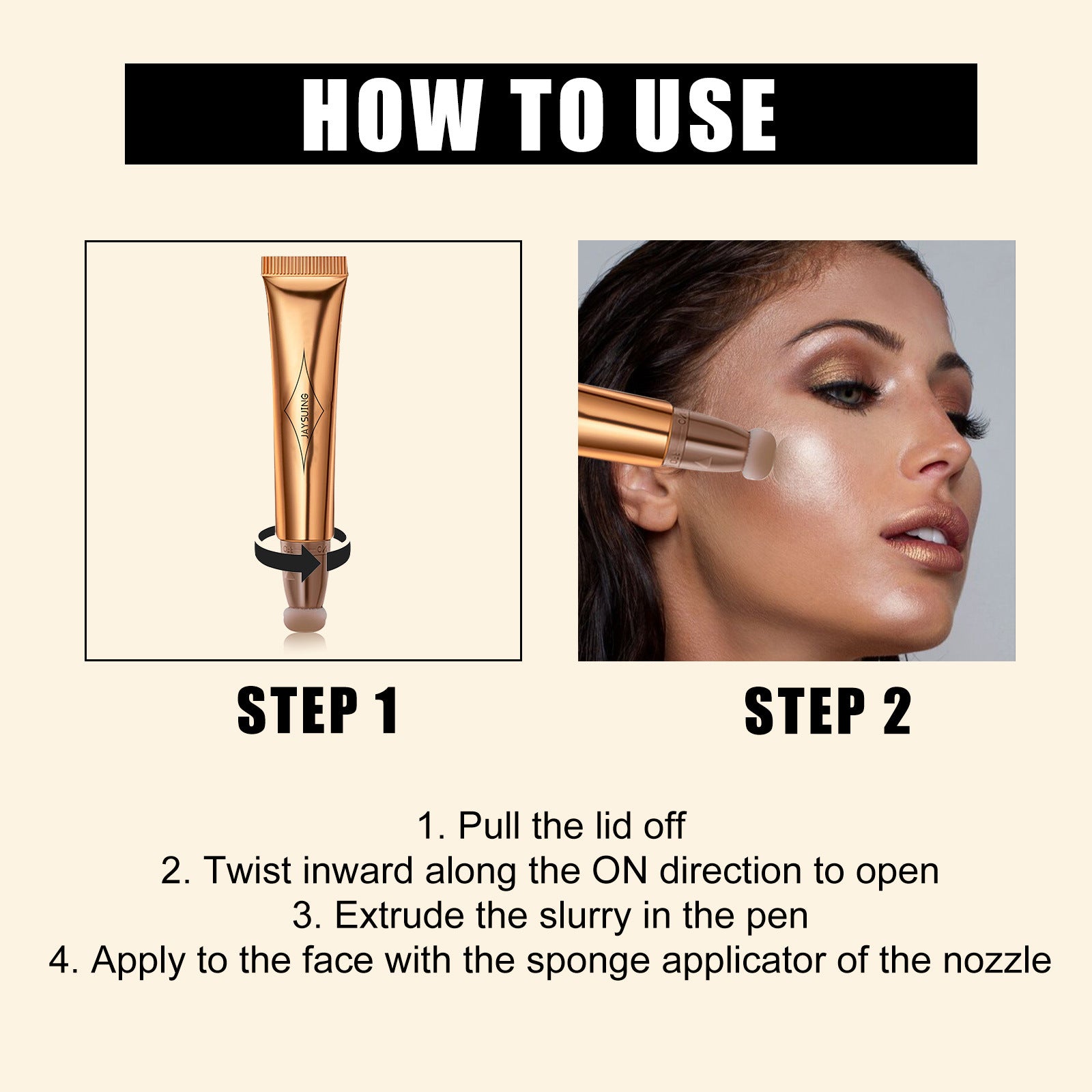 Jaysuing Multi-Functional Makeup Pen, Solid Liquid Contour Facial Blush Contour Highlighter Stick