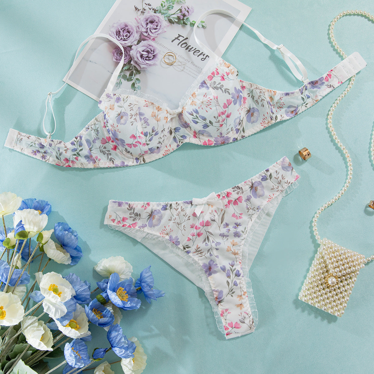 Ensemble de soutien-gorge ajouré en maille sexy