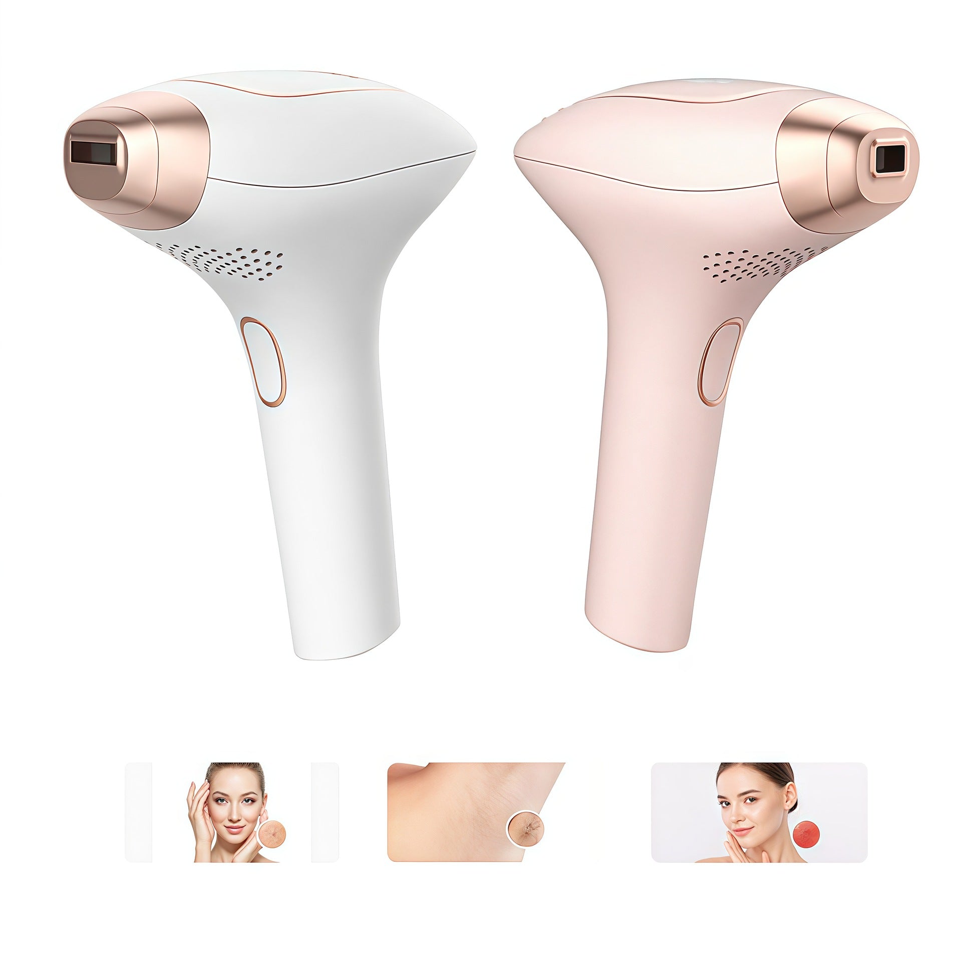 Handheld freezing point hair removal device, replaceable head